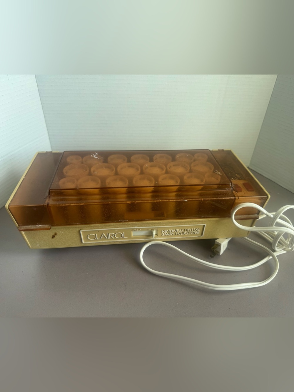 Vintage Clairol Kindness Deluxe 3-Way Hairsetter - Amber/Tan
